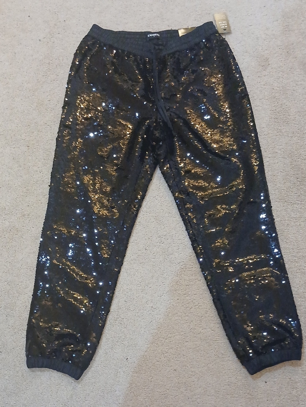 Express Black Sequin Jogger Pants
